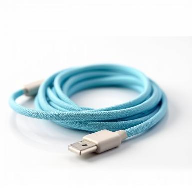 Eco-friendly braided phone charging cable coiled neatly